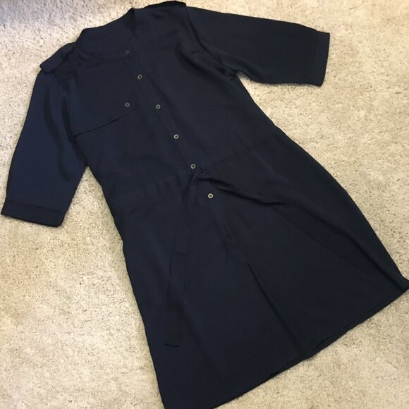 Navy Blue Military Button Down Tunic Dress - Picture 10 of 15